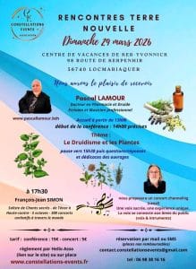 conférence et dédicace druidisme et plantes le 29 mars 26 Locmariaquer